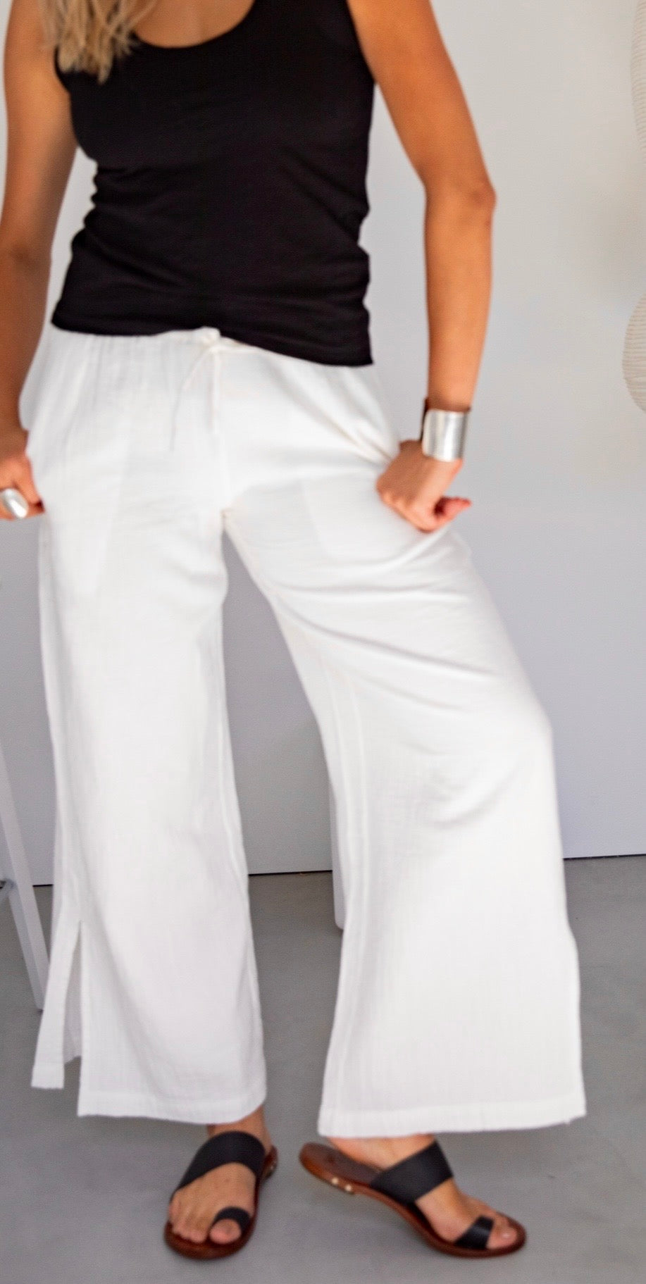 Breeze Double Gauze Split Hem Pant in Organic Cotton