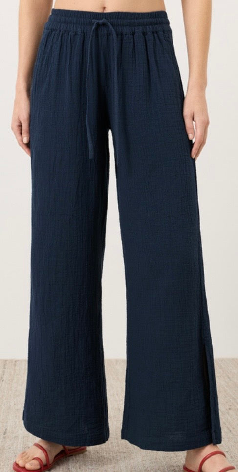 Breeze Double Gauze Split Hem Pant in Organic Cotton
