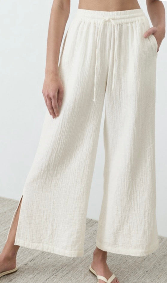 Breeze Double Gauze Split Hem Pant in Organic Cotton