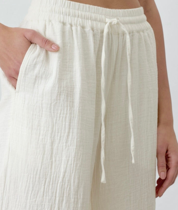 Breeze Double Gauze Split Hem Pant in Organic Cotton