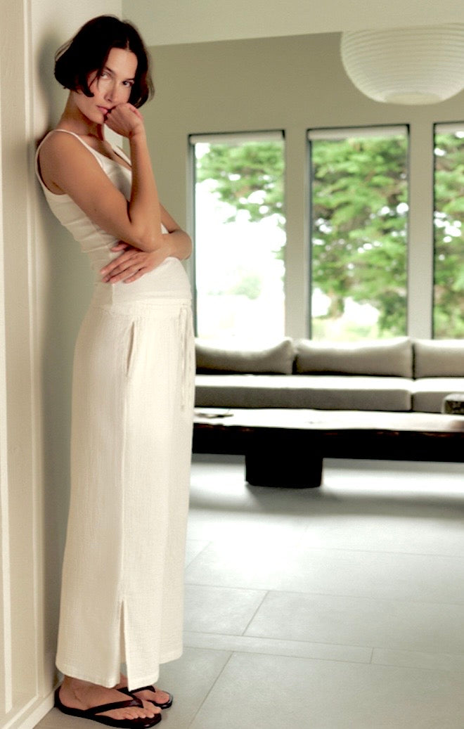 Breeze Double Gauze Split Hem Pant in Organic Cotton