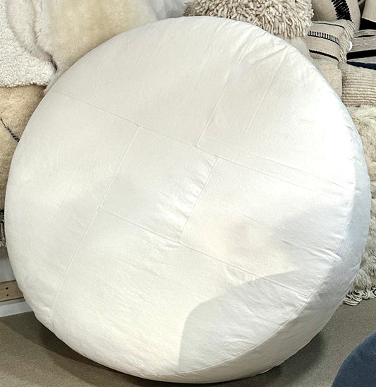 Cotton Canvas Cream Circular Ottoman
