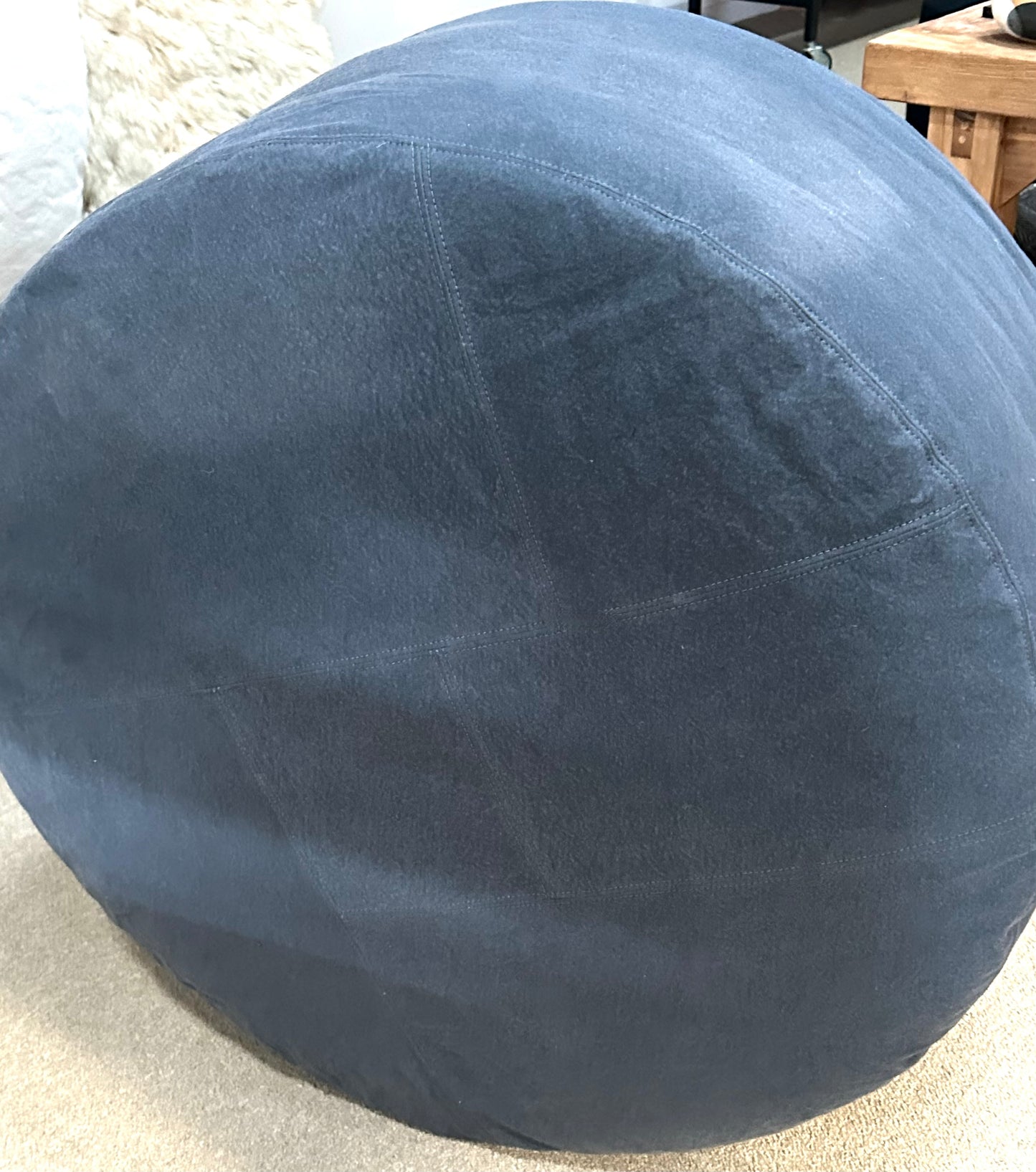 Slipcover Circular Ottoman in Cotton Canvas
