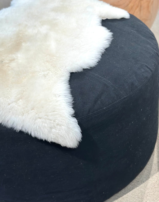 Slipcover Circular Ottoman in Cotton Canvas