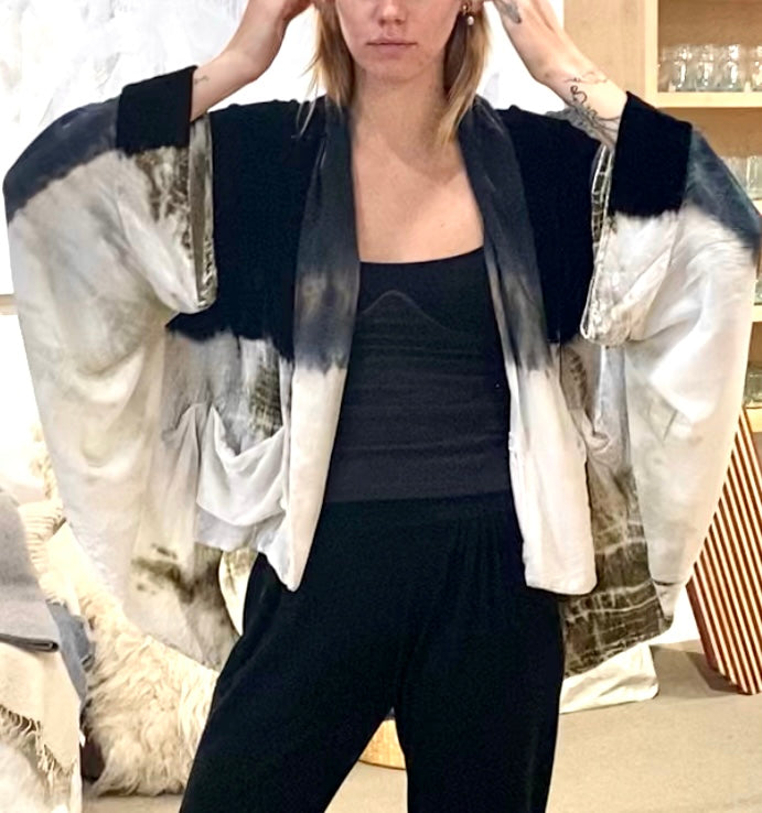 Kimono Croissant Overtop in silk and cotton velvet