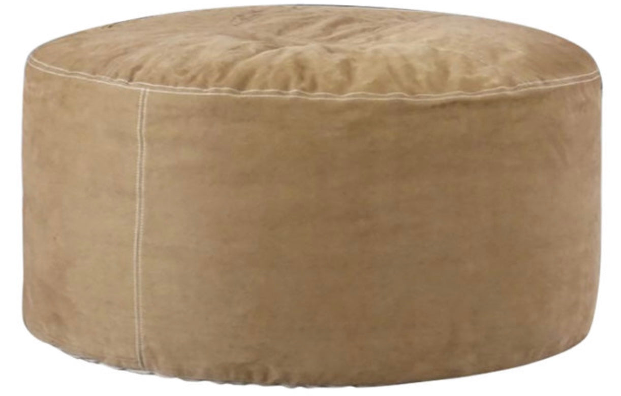Slipcover Circular Ottoman in Cotton Canvas