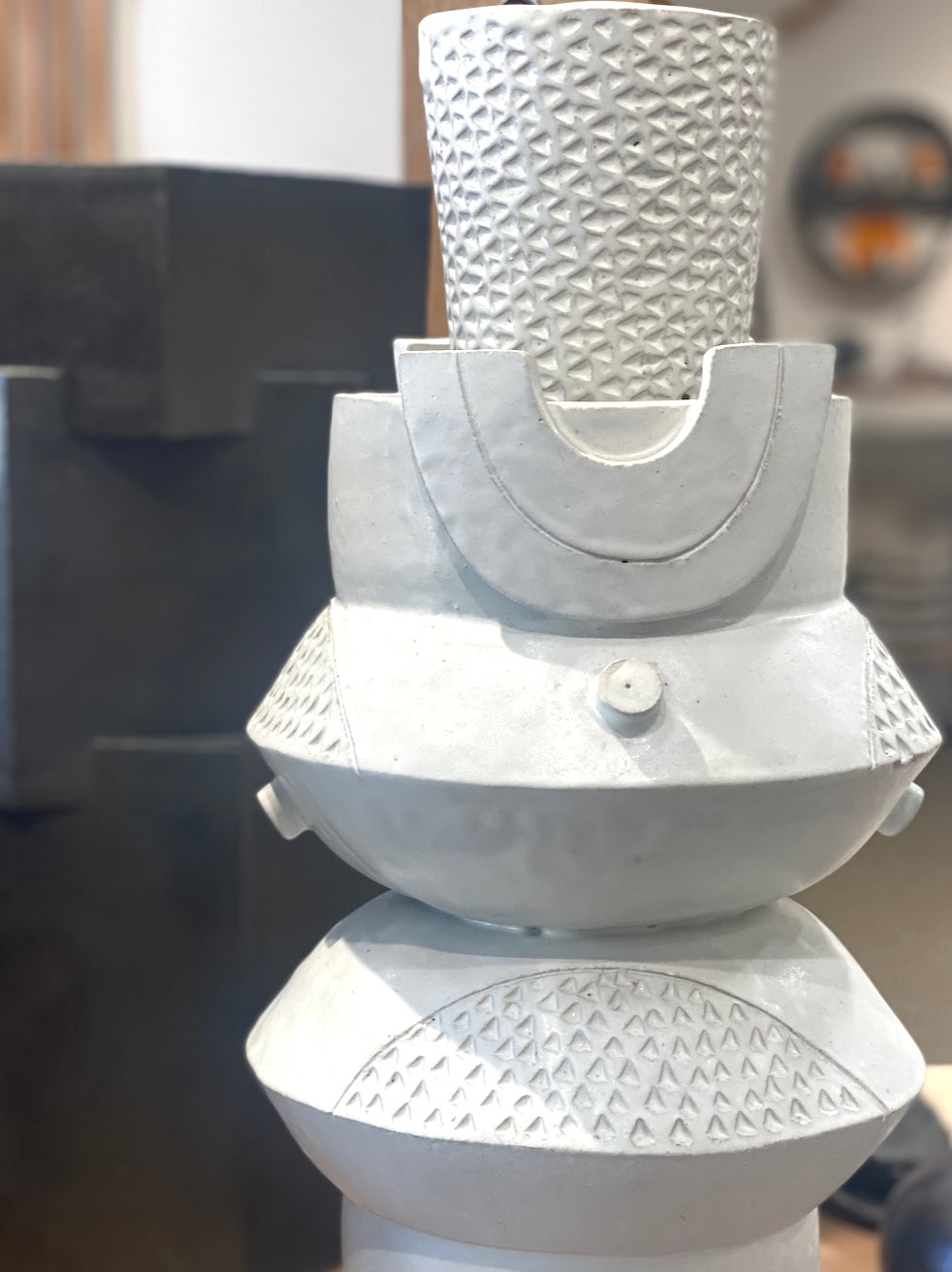 Futurist double oval tall planter vase by BZIPPY