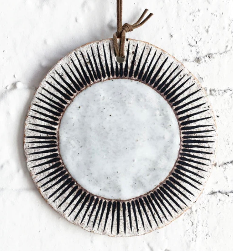 Sun white stoneware ornament by Mquan