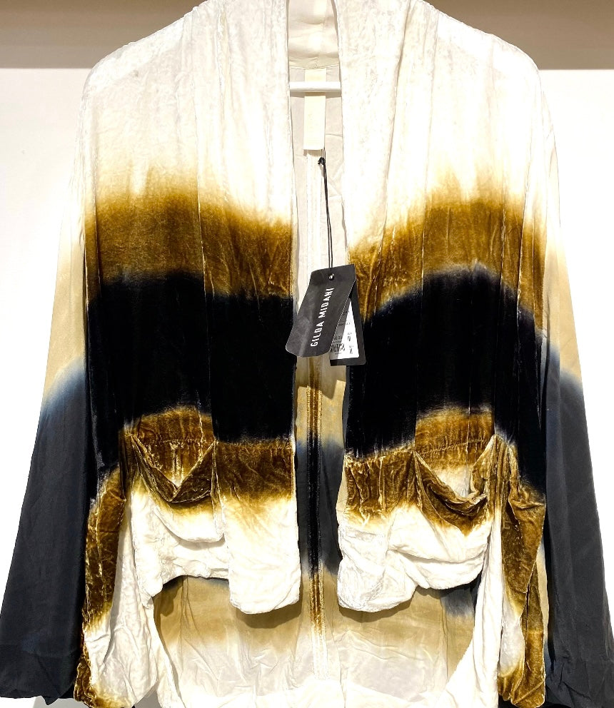 Kimono Croissant Overtop in silk and cotton velvet