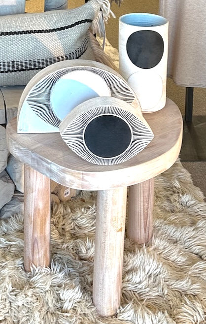 3 legged modern beechwood side table