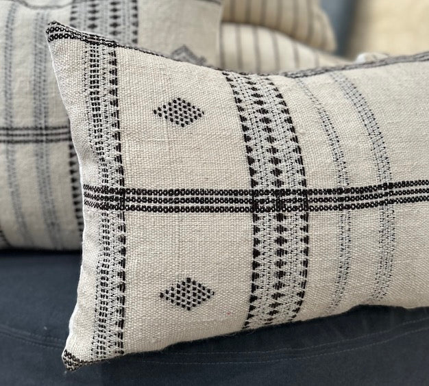Diya Lumbar - Ivory Indian Wool Pillow