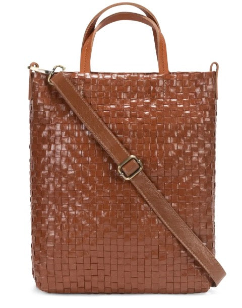 Otti Woven Crossbody Tote in Leather Waxed Paper