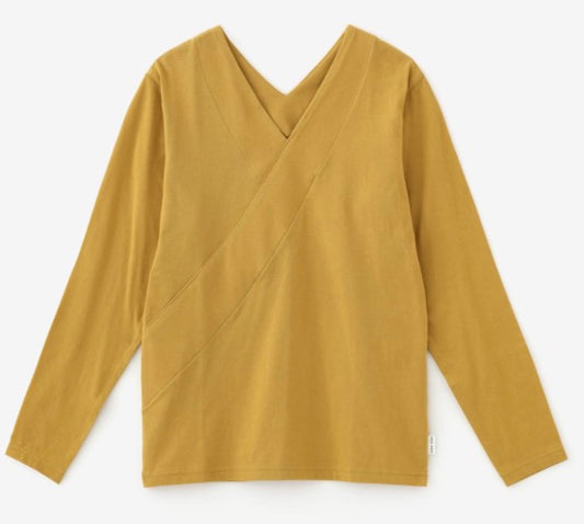 V-Neck Long Sleeve Mustard Cotton Top