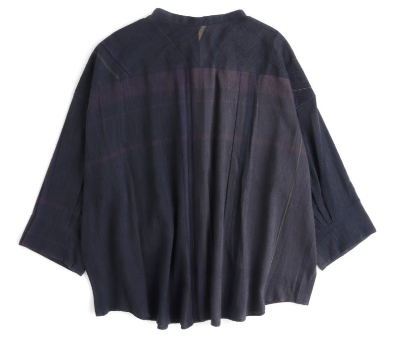 Flat Thin Collar Button Up, Organic Cotton Tamaki Niime