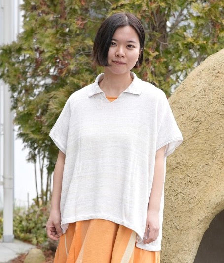 Knit Drape Polo top from Tamaki Niime