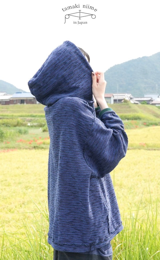 Tamaki Niime Dub Dub Pocket reversible hoodie in organic cotton from Japan
