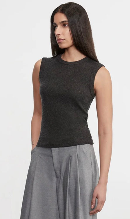 Enza Costa Crew Neck Cotton-Cashmere Classic Sleeveless Knit Top
