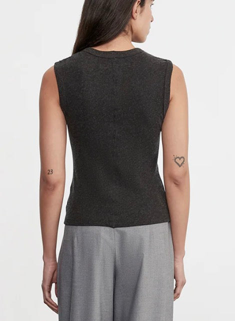 Enza Costa Crew Neck Cotton-Cashmere Classic Sleeveless Knit Top