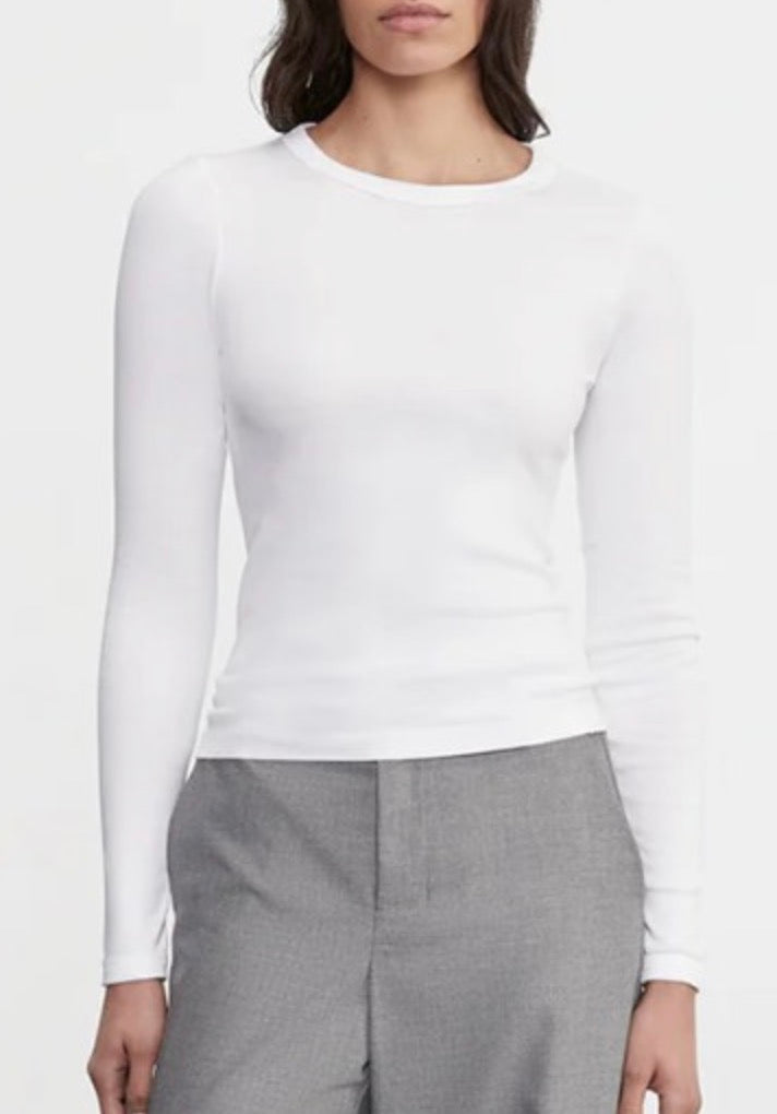 Enza Costa Supima White Cotton Long Sleeve Knit top