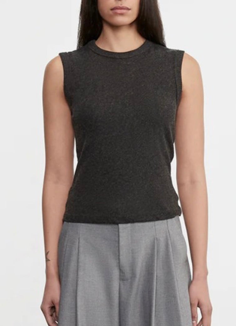 Enza Costa Crew Neck Cotton-Cashmere Classic Sleeveless Knit Top