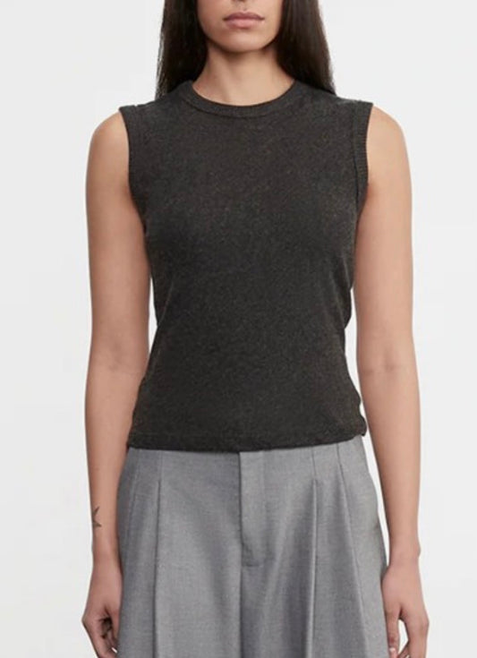 Enza Costa Crew Neck Cotton-Cashmere Classic Sleeveless Knit Top