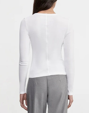 Enza Costa Supima White Cotton Long Sleeve Knit top