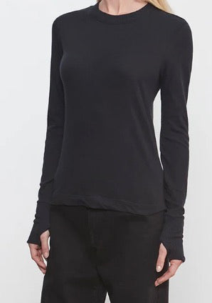 Enza Costa Crew Neck Cotton-Cashmere Easy Cuff Long Sleeve Knit