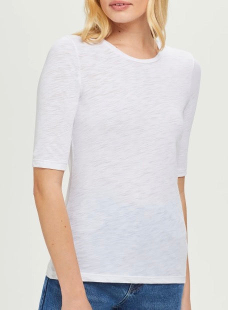 Goldie Lewinter Half Sleeve Slub White Cotton Tee