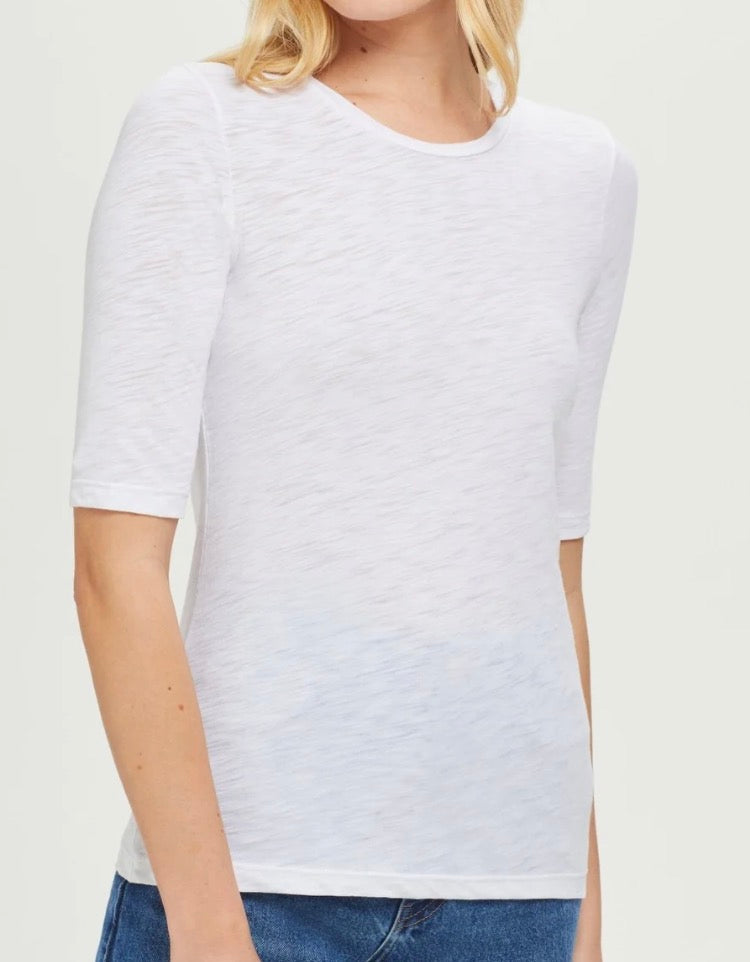 Goldie Lewinter Half Sleeve Slub White Cotton Tee