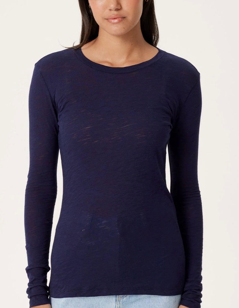 Goldie Lewinter Slub Cotton Long Sleeve Classic Crew Tee