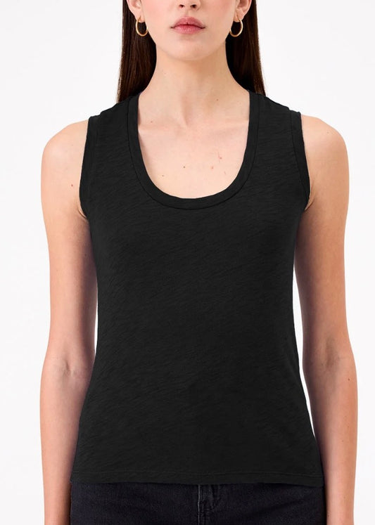 Goldie Lewinter Slub Cotton Classic Scoop Knit Tank-Black