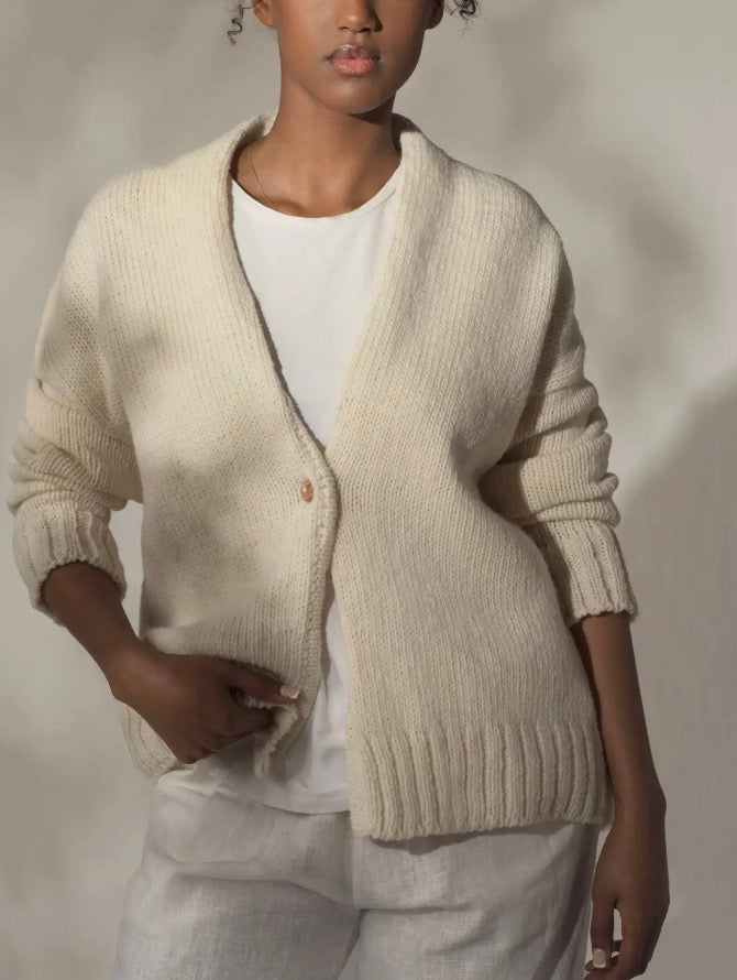 CECILIA SÖRENSEN Artisan Undyed Wool Cardigan