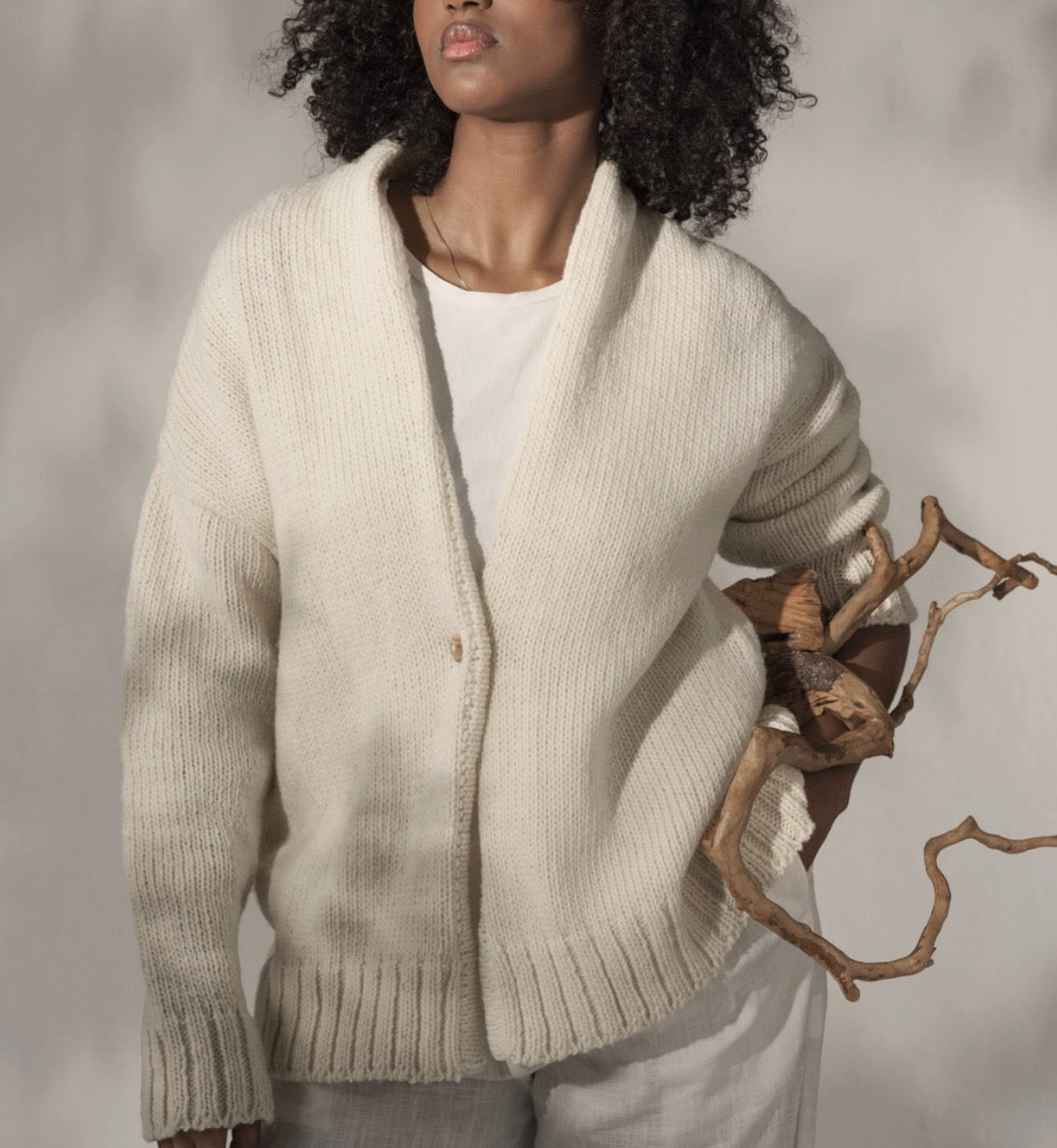 CECILIA SÖRENSEN Artisan Undyed Wool Cardigan