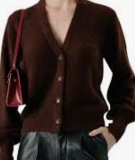 W Cashmere Isa Button Front Balloon Sleeve Cardigan