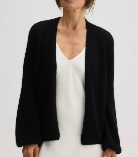 W Cashmere Juniper Balloon Sleeve Open Cardigan Cashmere and Silk Heaven