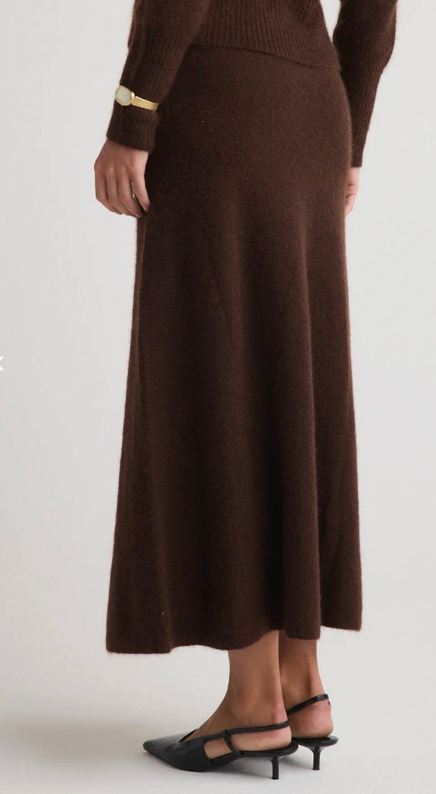 W Cashmere-Silk Blend Isla Midi Skirt