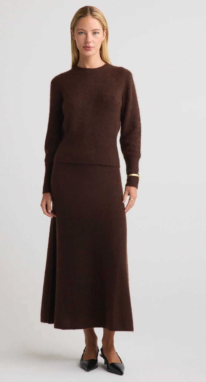 W Cashmere-Silk Blend Isla Midi Skirt