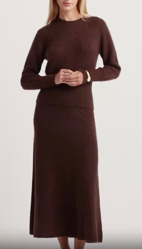 W Cashmere-Silk Blend Isla Midi Skirt