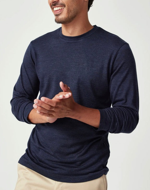 Merino Mountainsilk Long Sleeve from New Zealand-Deep Navy