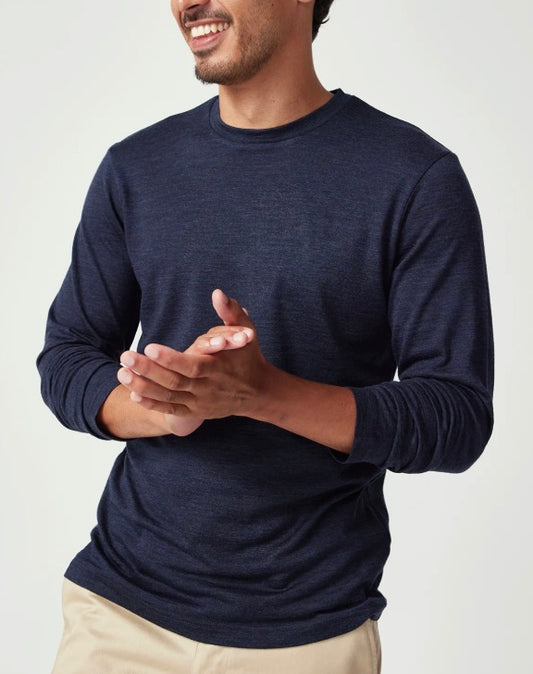 Merino Mountainsilk Long Sleeve from New Zealand-Deep Navy