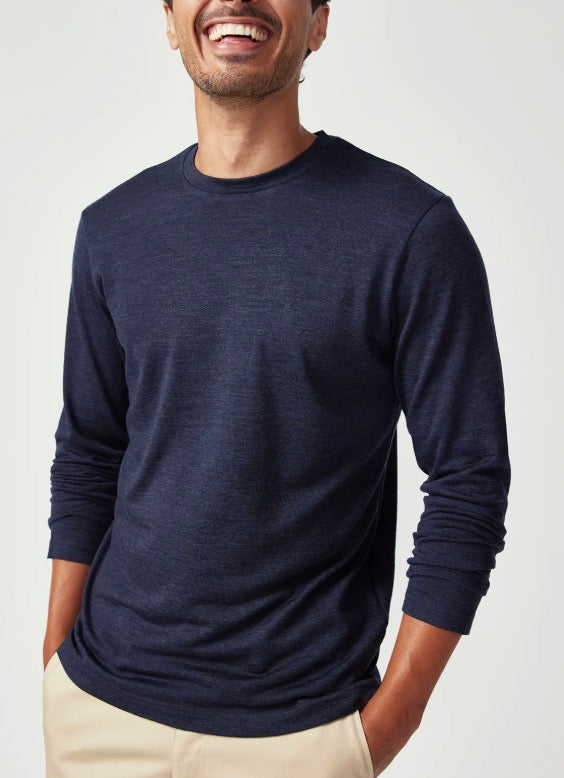 Merino Mountainsilk Long Sleeve from New Zealand-Deep Navy