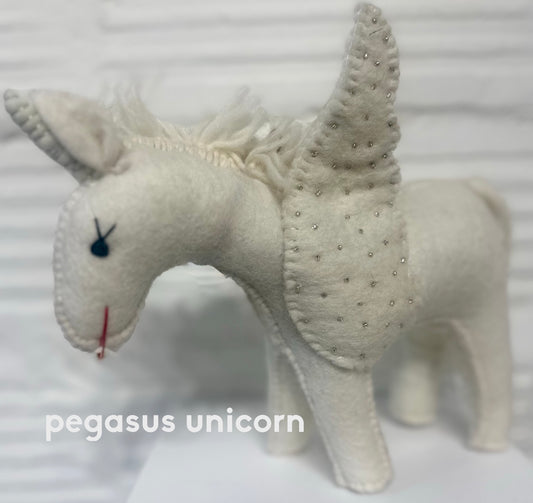 Felted Pegasus Unicorn- Large White from Nepal