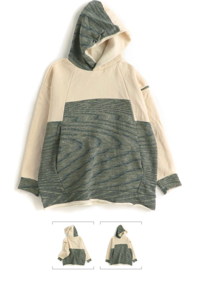 Tamaki Niime Dub Dub Pocket reversible hoodie in organic cotton from Japan