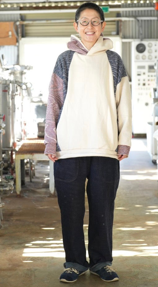 Tamaki Niime Dub Dub Pocket reversible hoodie in organic cotton from Japan