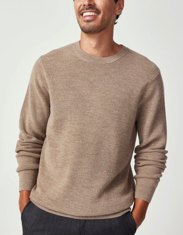 The-o Washable Merino Sweater fro m New Zealand- Cobblestone Waffle Weave