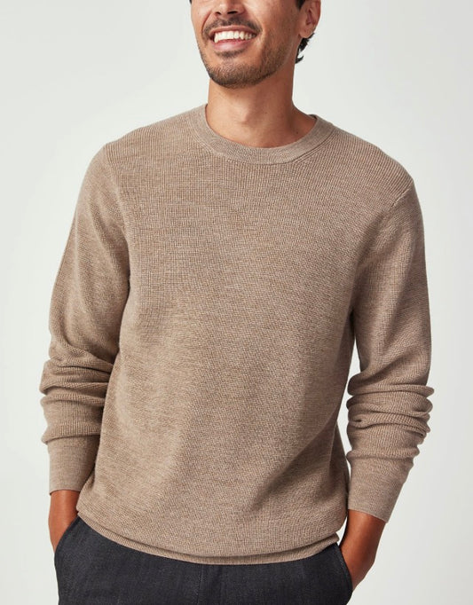 The-o Washable Merino Sweater fro m New Zealand- Cobblestone Waffle Weave