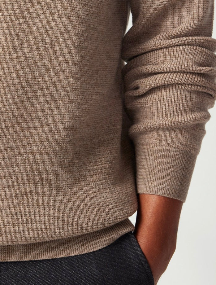 The-o Washable Merino Sweater fro m New Zealand- Cobblestone Waffle Weave