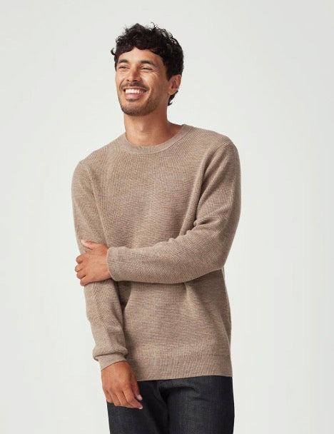 The-o Washable Merino Sweater fro m New Zealand- Cobblestone Waffle Weave