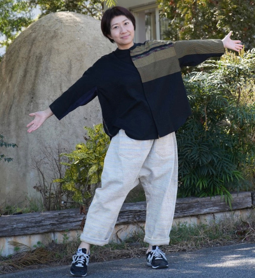 Flat Thin Collar Button Up, Organic Cotton Tamaki Niime