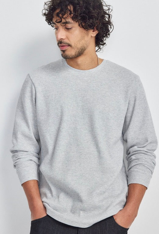 Brent Waffle Long Sleeve Mens Jersey Shirt in Grey Marle